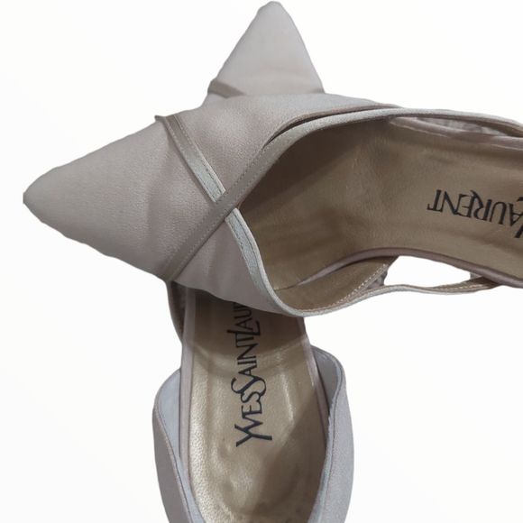 YVES Saint Laurent Satin Champagne Kitten Heels Wedding - Picture 7 of 14